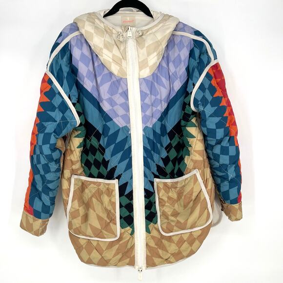 Free People Jackets & Blazers - Free People Movement Packable Hooded Puffer Women's Medium Aztec Pria Full Zip